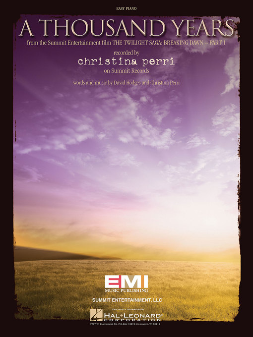 Title details for A Thousand Years Sheet Music by Christina Perri - Available